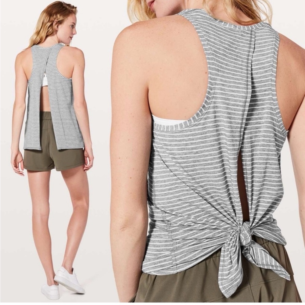 Lululemon All Tied Up Tank Gray Stripe-worn once